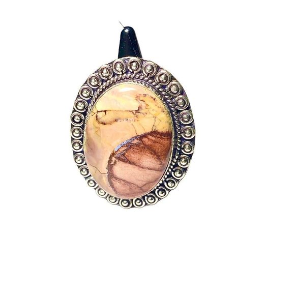 Natural Butterfly Jasper Gemstone in a Handcrafted 925 Silver Overlay Ring (8) - Picture 11 of 12